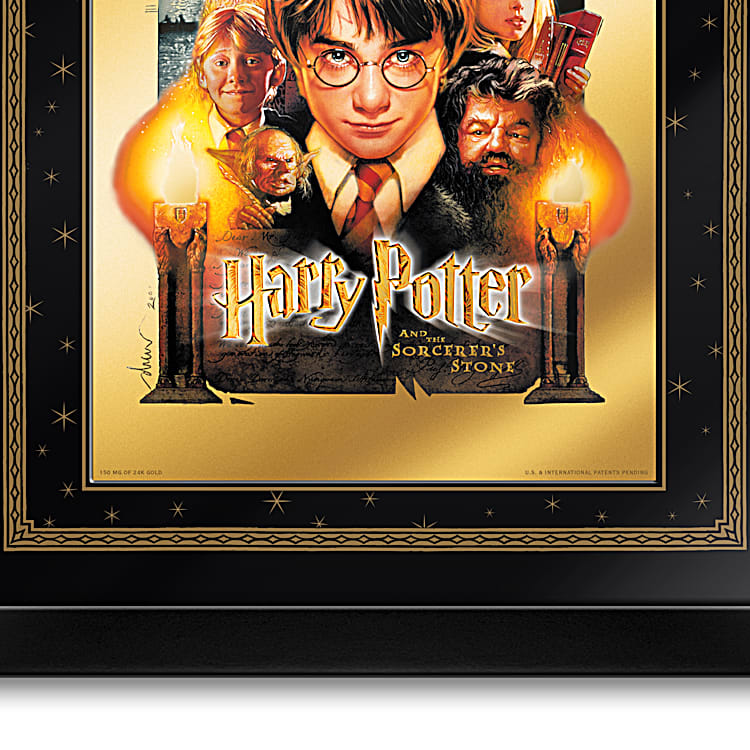 HARRY POTTER AND THE SORCERERS STONE 24K Gold Poster Framed Wall